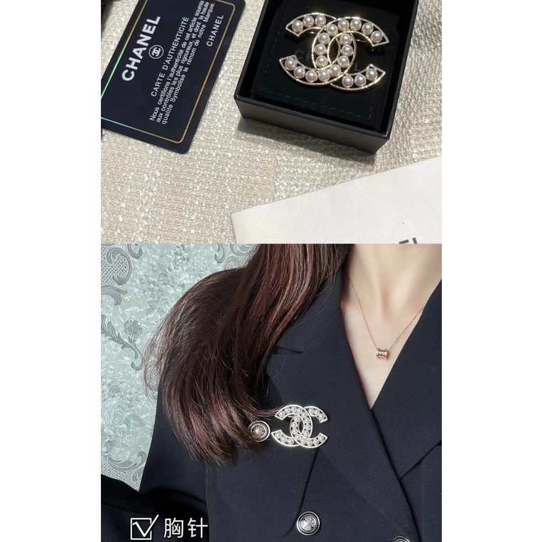 Trâm Cài Áo Hình Hai Chữ chanel Đính Ngọc Trai Thời Trang