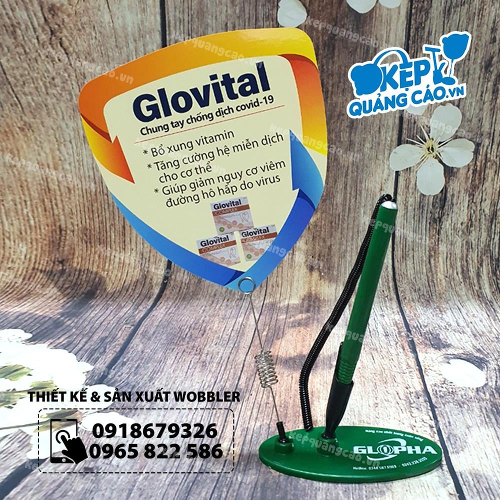 Chân đế bút bi - Wobbler để bàn có gắn bút bi - Kẹp để bàn bút bi - Màu: xanh dương, xanh lá, đỏ -  CD BÚT