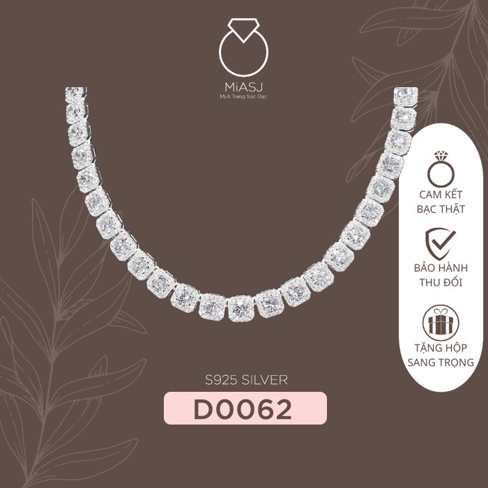 Dây chuyền xoàng vòng cổ Bạc Ý S925 Full đá cao cấp miễn phí xi Kim D0062| Mi.A Trang sức bạc