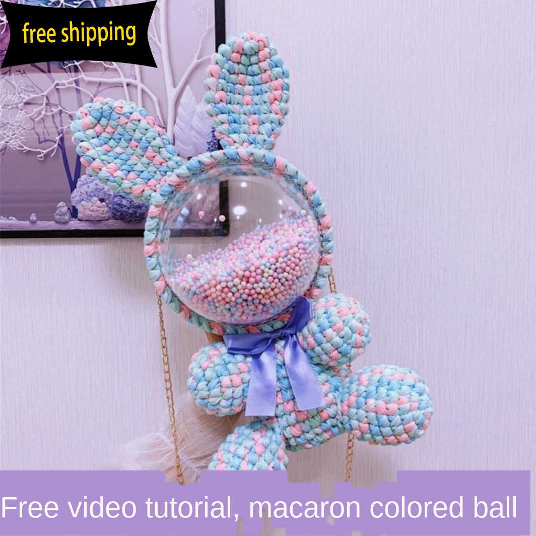 Handmade woven bag DIY material bag shoulder transparent backpack cute cartoon bunny homemade