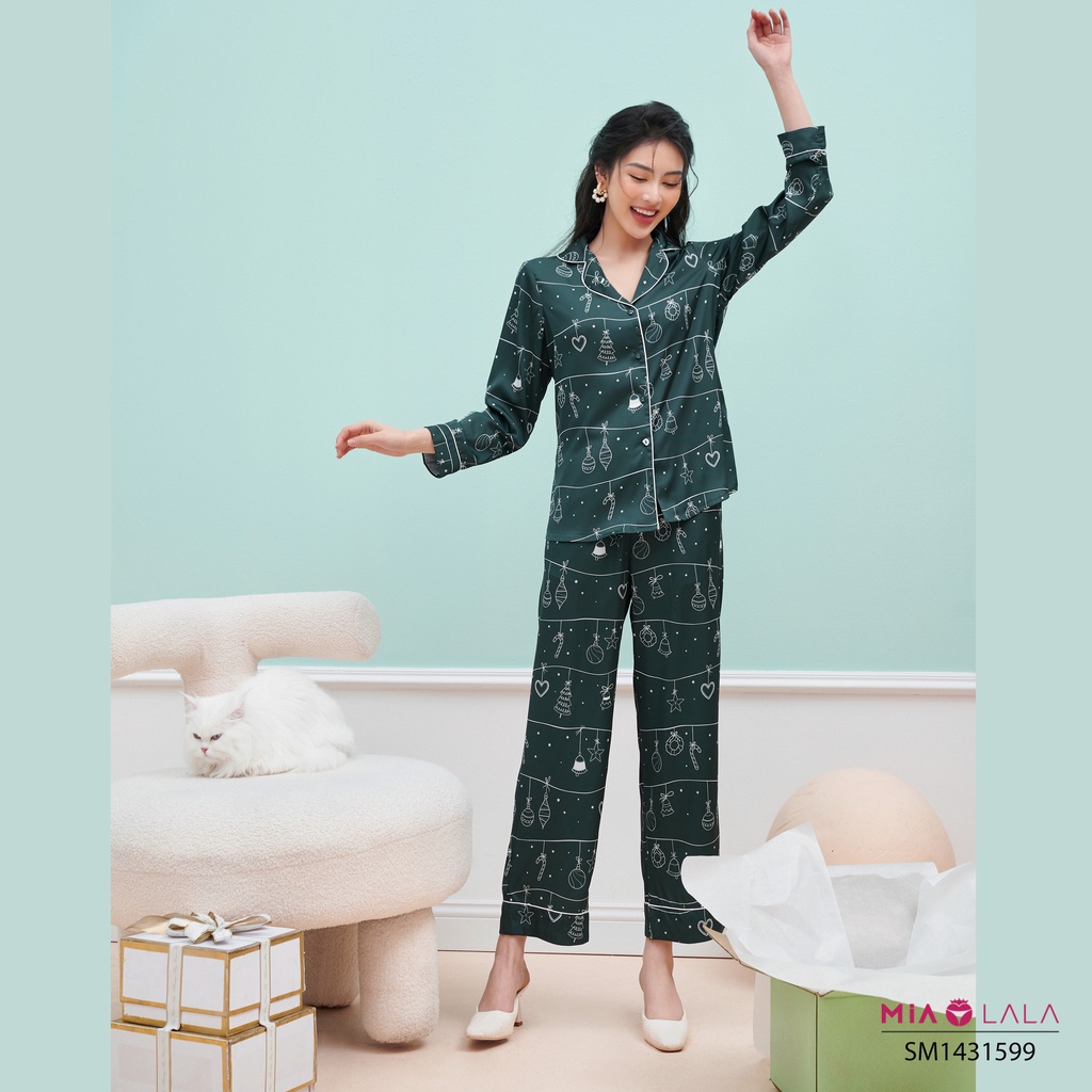 Bộ đồ mặc nhà lụa Mialala áo dài tay quần dài SM1431599