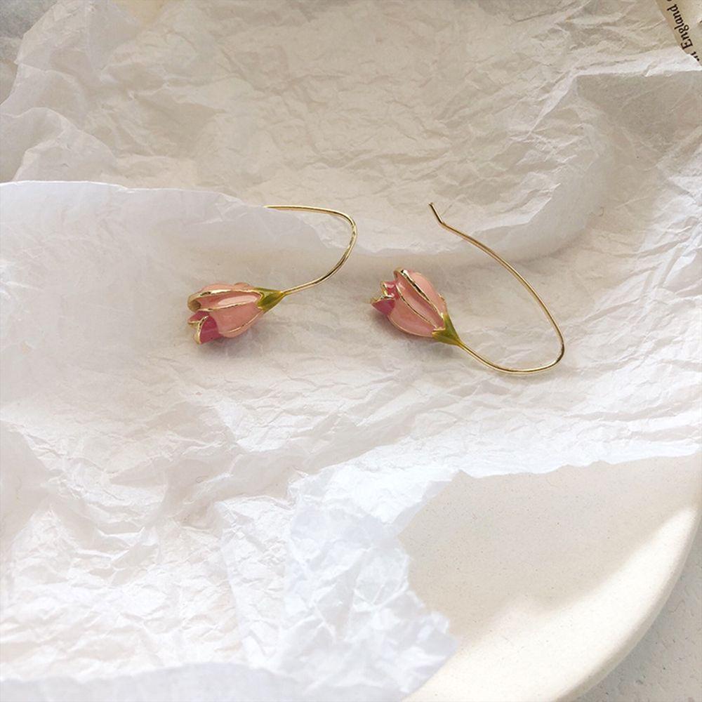FORBETTER Bông Tai HìNh Hoa Tulip ĐíNh Đá Sang TrọNg