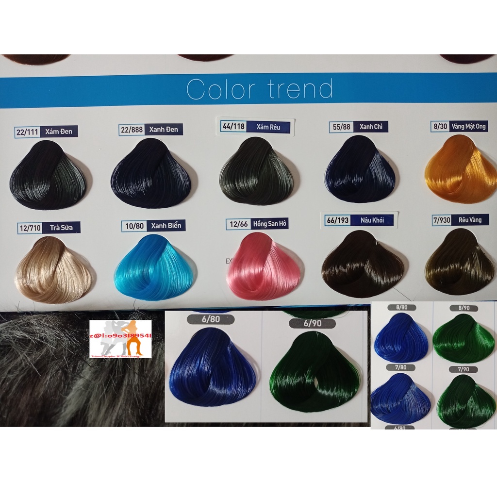 Màu nhuộm tóc Lavox thời trang trà sữa, xanh chì, xám rêu, vàng mật ong, xanh biển, hồng san hô
