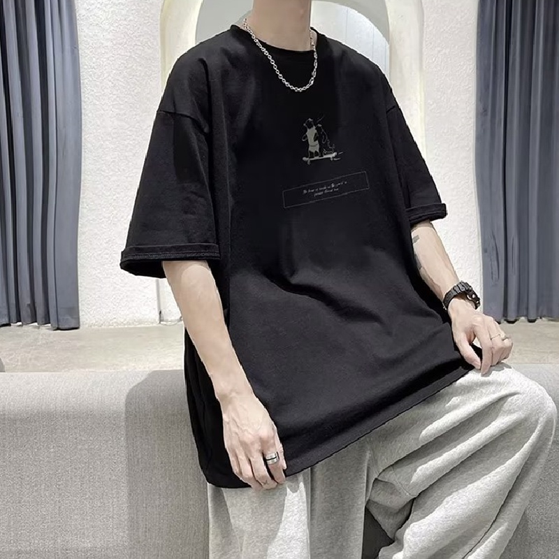 Áo Thun Dáng Rộng In Họa Tiết Hoạt Hình Phong Cách Hồng Kông Thời Trang Cho Nam Và Nữ [M-8XL]