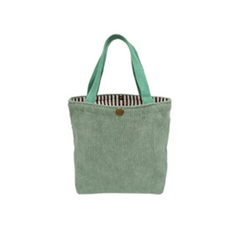 Túi Đựng Hộp Cơm Trưa Bằng Vải Nhung Kẻ Thời Trang Di Động Có Thể Tái Sử Dụng Cho Nữ