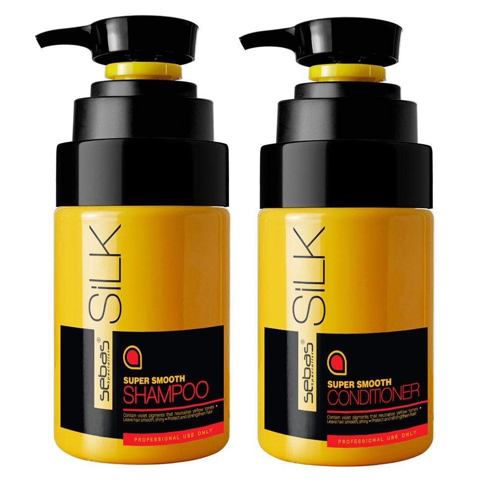 [Chính hãng] [Siêu rẻ] Bộ dầu gội xả Sebas Silk Super Smooth tơ tằm siêu mềm mượt dưỡng ẩm tóc khô 500ml