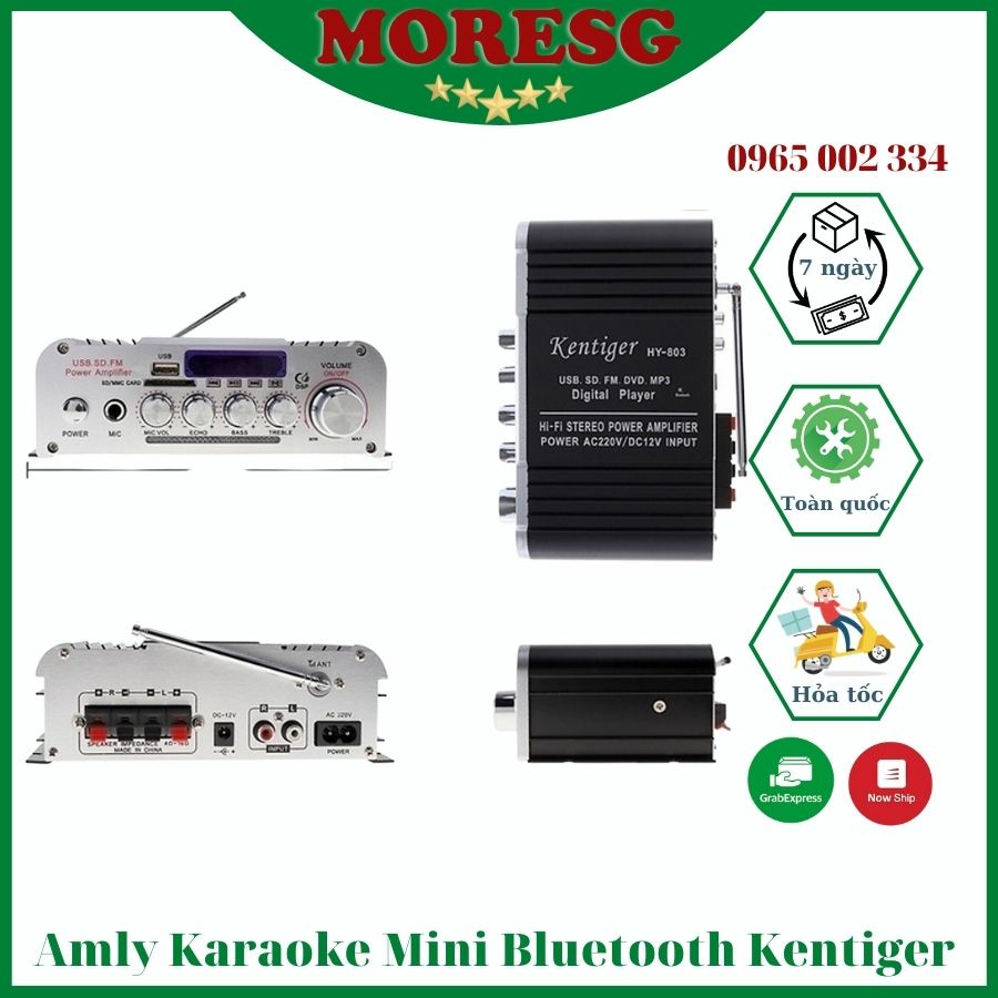 ✔️ Amly Mini Karaoke Kentiger HY 803 Có Bluetooth 12V-220V, Âm Ly Chơi Nhạc Âm Thanh Cực Đỉnh, Giá Rẻ [Bảo Hành 1 Đổi 1]
