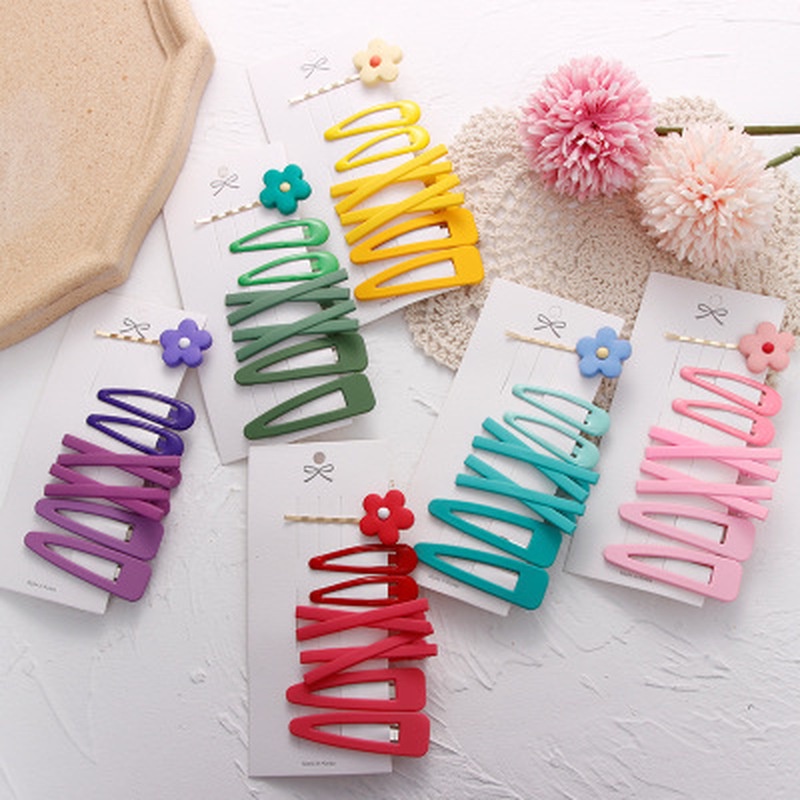 Set 7 Kẹp Tóc Kim Loại Hình Hoa Màu Sắc Ngọt Ngào Dễ Thương Cho Nữ
