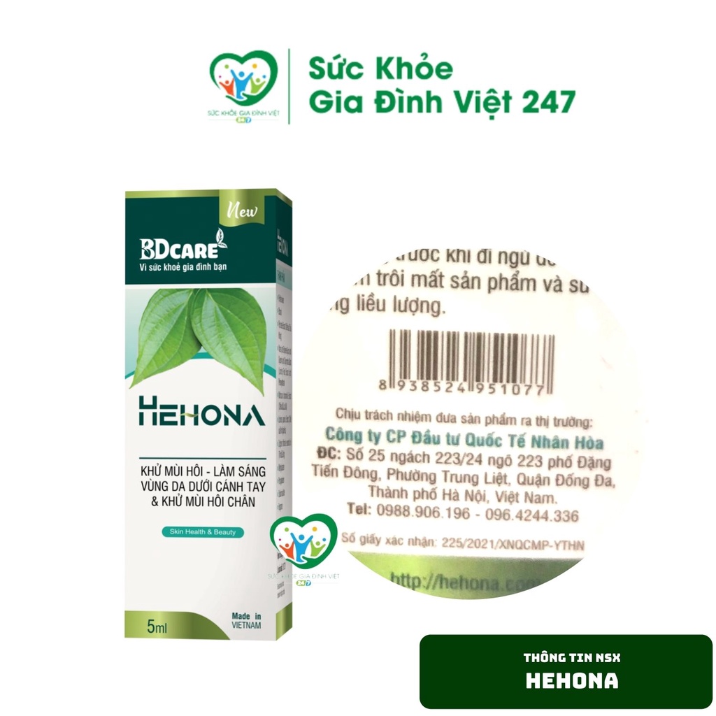 Hehona 5ml - BDcare Serum Khử Mùi Hôi Nách Hôi Chân Suckhoegiadinhviet247