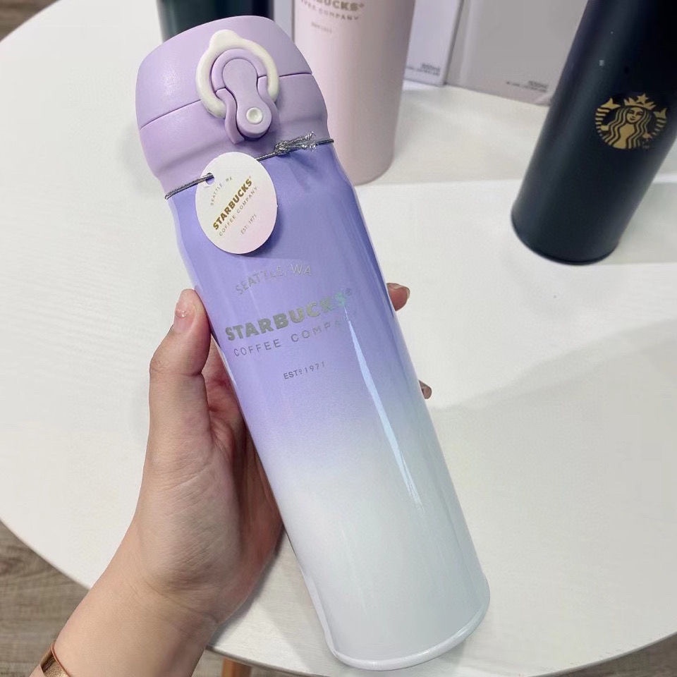 Bình giữ nhiệt starbucks ly starbucks 500ml Gradient Purple Chai nước cốc giữ nhiệt  Hộp quà tặng Hàn Quốc