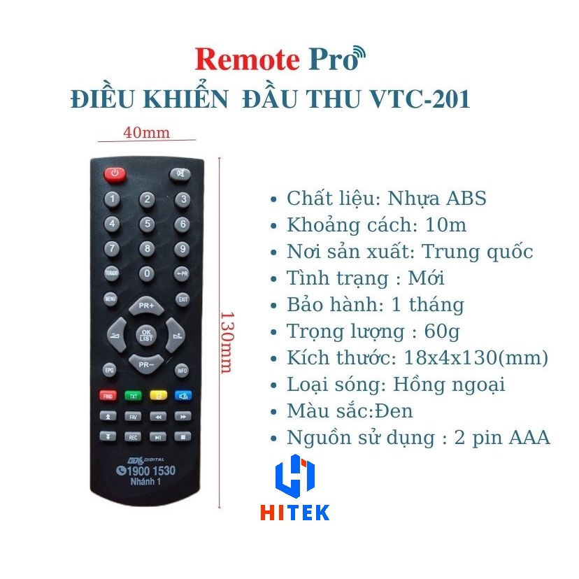 Remote điều khiển đầu thu VTC kỹ thuật số KTS
