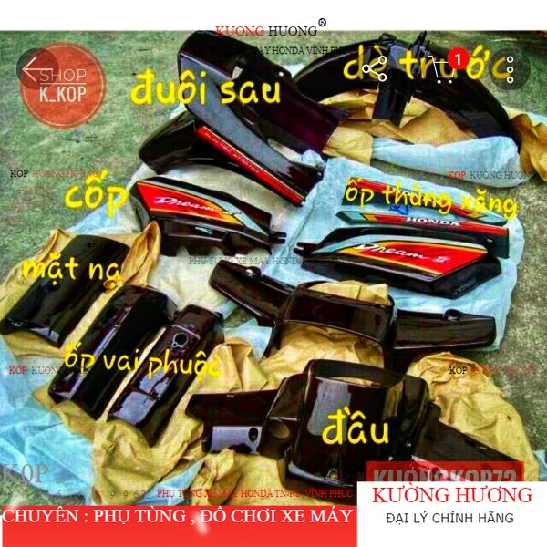 Bộ vỏ nhựa Dream màu tím nho (cho xe Thái Việt máy Honda, dàn áo } (Sale-10%)
