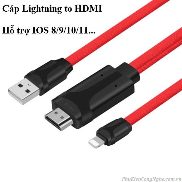 Cáp HDMI chuyển đổi tín hiệu iphone ra tivi- Cáp Chuyển HDMI Từ IP Ra Tivi