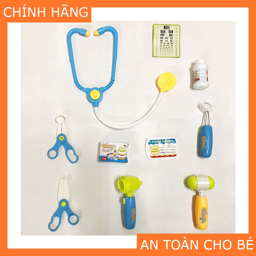 Bộ Đồ Chơi Bác Sĩ DUKA - Màu Xanh Có Đèn Báo - Quai Xách Vuông