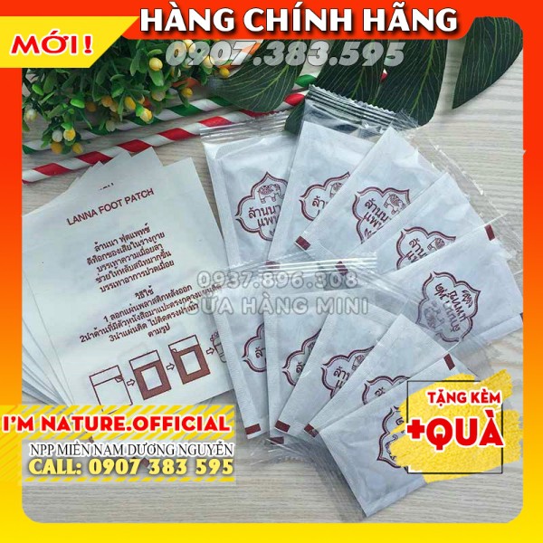 10 Miếng Dán Thải Độc Chân Thái Lan Lanna Foot Patch - Thải Độc Lòng Bàn Chân Giảm Nhức Mỏi Ngủ Ngon