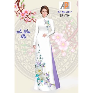 Vải may áo dài in hoa sen trắng