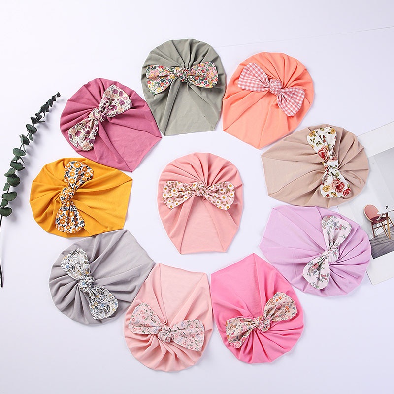 Mũ Turban Mềm Mại Co Giãn Cho Bé Gái
