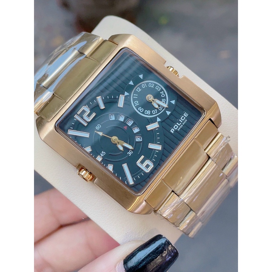 Đồng Hồ Nam Police 1064G Dây Thép , Size 40mm , Hai Máy Chạy Song Song