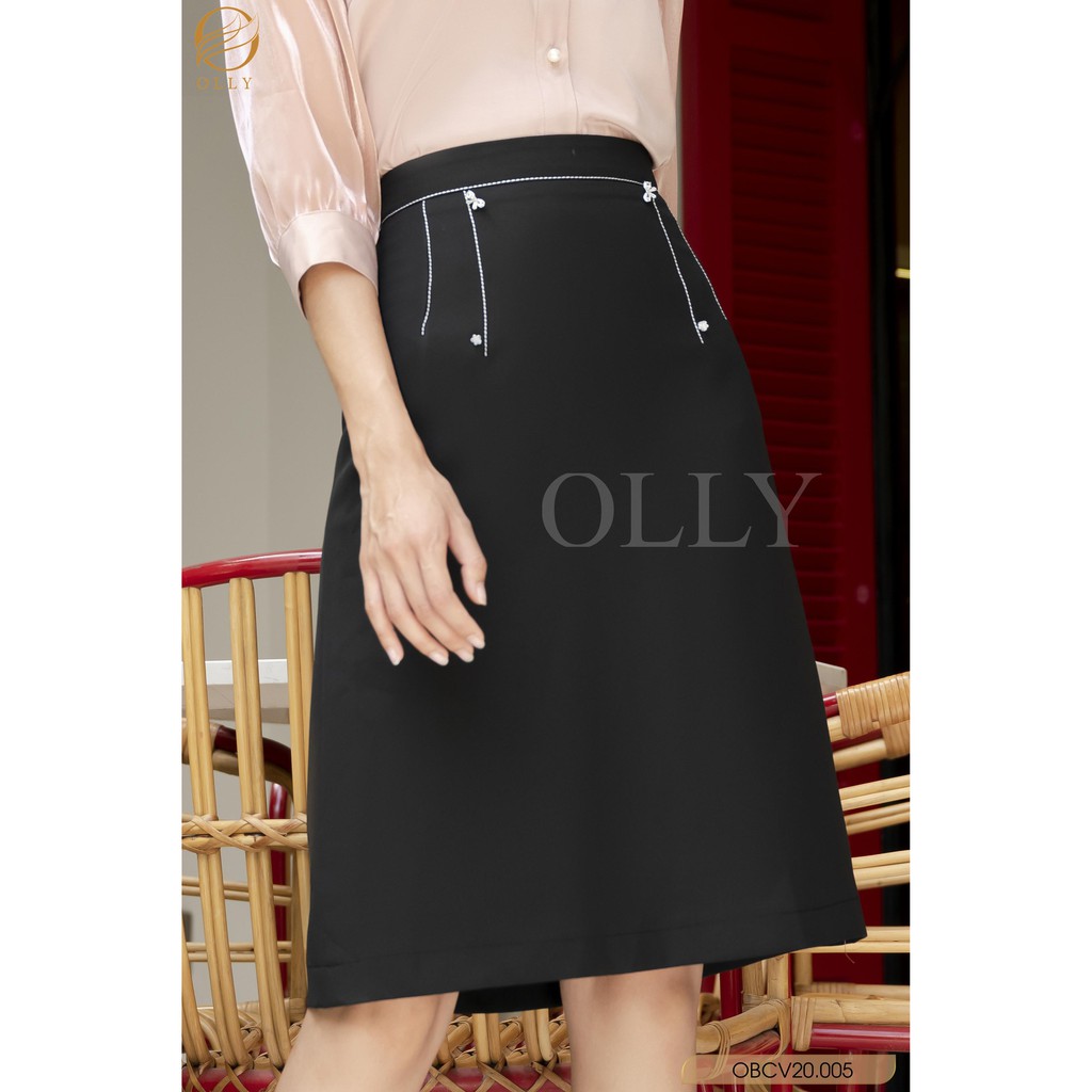 [Mã WABRLOW5 giảm 15% đơn 300K] Chân váy A đính nơ_OLLY_OBCV20.005 | BigBuy360 - bigbuy360.vn
