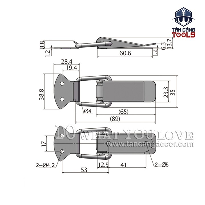 Khóa Gài Inox 201 Loại Trơn Size L 89mm