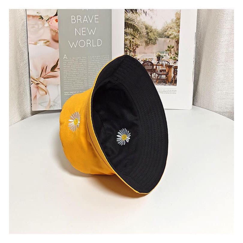 Mũ Bucket Thêu Hoa Cúc GD 2 Mặt 3001