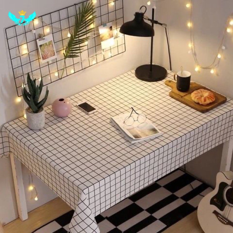 Khăn Trải Bàn Bằng Nhựa PVC Mềm Chống Thấm Nước Họa Tiết Kẻ Sọc