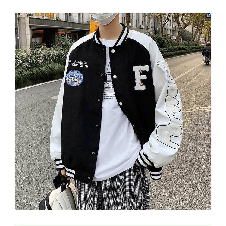 Áo Khoác Bomber Nam Chữ F Chất Nỉ Mềm Phối Hai Màu Có Chữ Tay, Kiểu Dáng Trẻ Trung Form Rộng Mặc Thoải Mái [NEW UNISEX]
