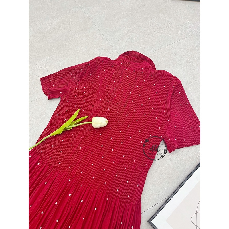 Đầm voan  bầu hàng Quảng Châu xếp ly form dài chất siêu mát