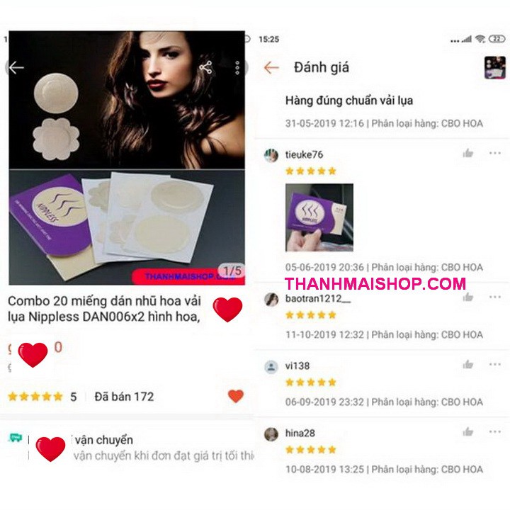 Combo 20 miếng dán nhũ hoa vải lụa Nippless DAN006x2 hình hoa, hình tròn