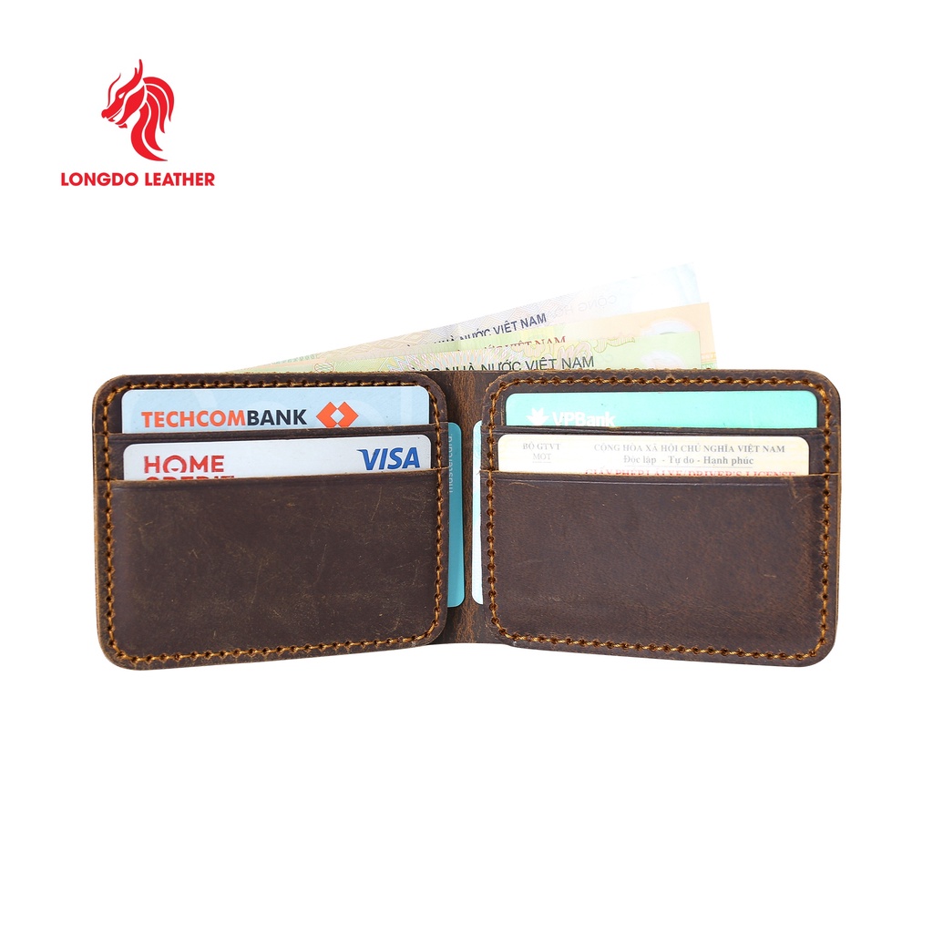 Ví nam da bò sáp - Cam kết 100% da bò thật - Bảo hành 5 năm - Thương hiệu uy tín Longdo Leather - B03
