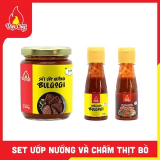 Set ướp và chấm thịt bò - combo 1 lọ sốt ướp nướng bulgogi & 1 chai nước chấm đồ nướng & 1 chai nước chấm bulgogi