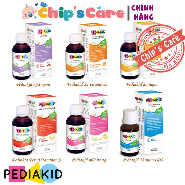 Pediakid cho bé của Pháp (appetit tonus; d3; nez- gorge; sắt; immuno đề kháng; 22 vitamin; sommeil ngủ ngon,omega)