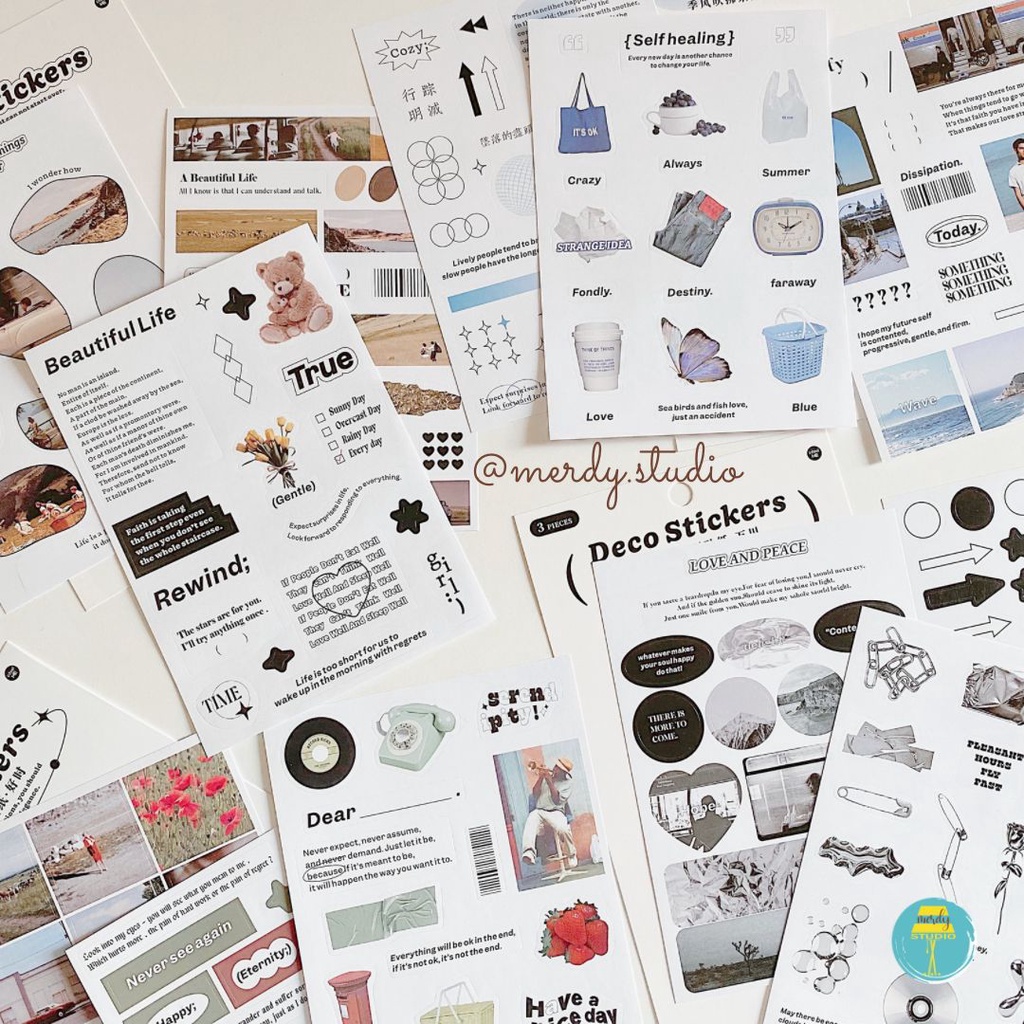 Set 3 tờ sticker trang trí bullet journal Korean Aesthetic Lifestyle