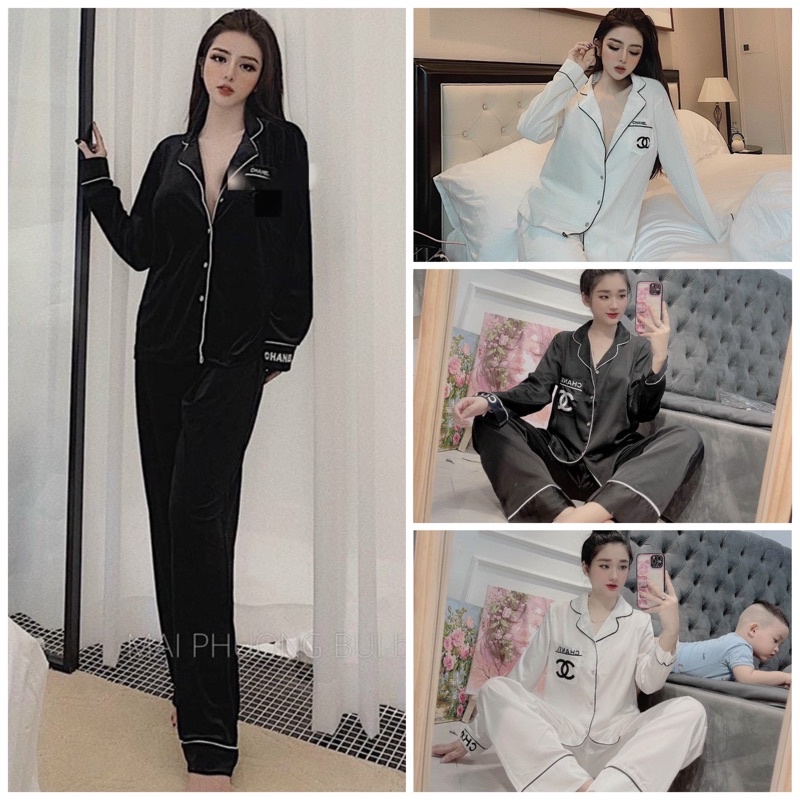 (Hình thật) Set Đồ bộ Pijama - Bộ lụa latin mặc nhà chanel đơn giản