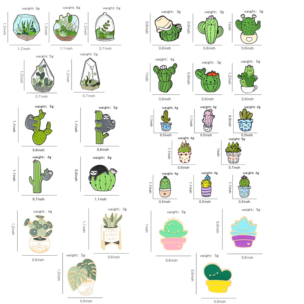 Huy Hiệu Cài Áo Hình Xương Rồng Đáng Yêu