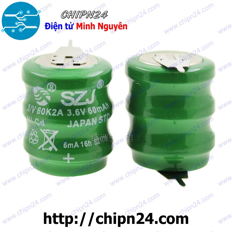 [1 VIÊN] (F12) Pin Ni-Cd 3.6V 60mAh (Pin Xanh Lá)