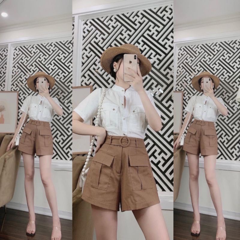 bán sỉ SET BỘ ÁO SƠ MI QUẦN ĐAI TÚI🌿