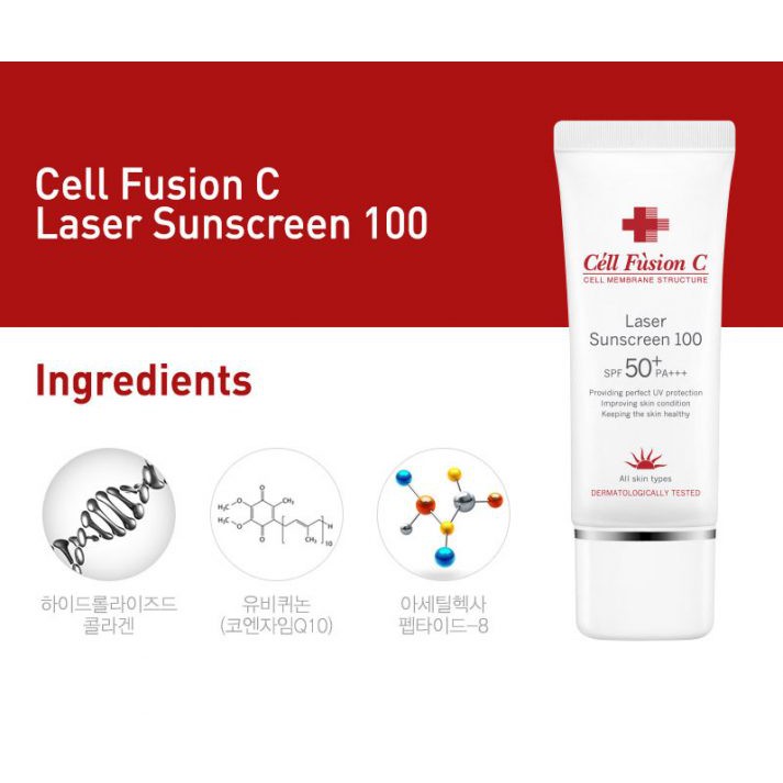 [Mẫu mới] Kem Chống Nắng Céll Fùsion C Cho Da Sau Laser 50ml Laser Sunscreen 100 SPF50+ PA+++