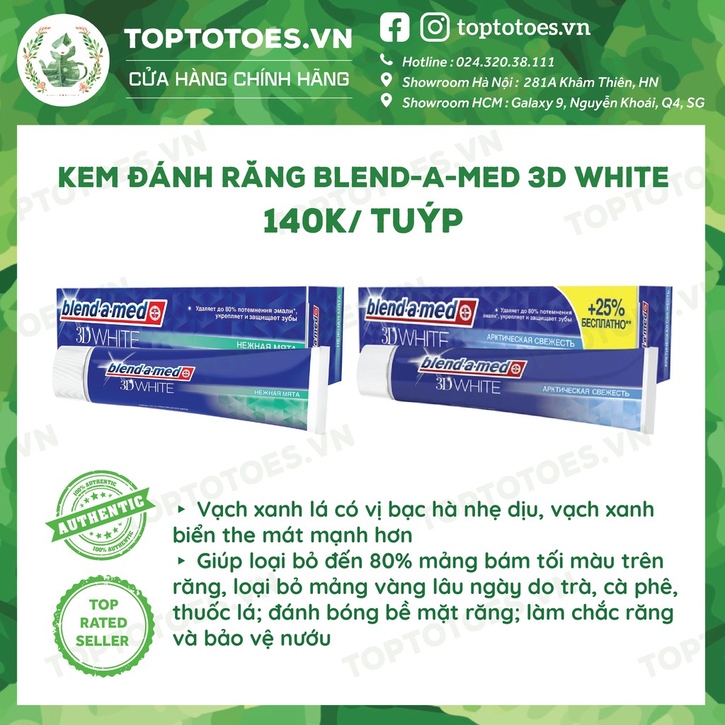 Kem đánh răng Blend-a-med 3D White loại bỏ mảng bám, làm răng trắng, bóng