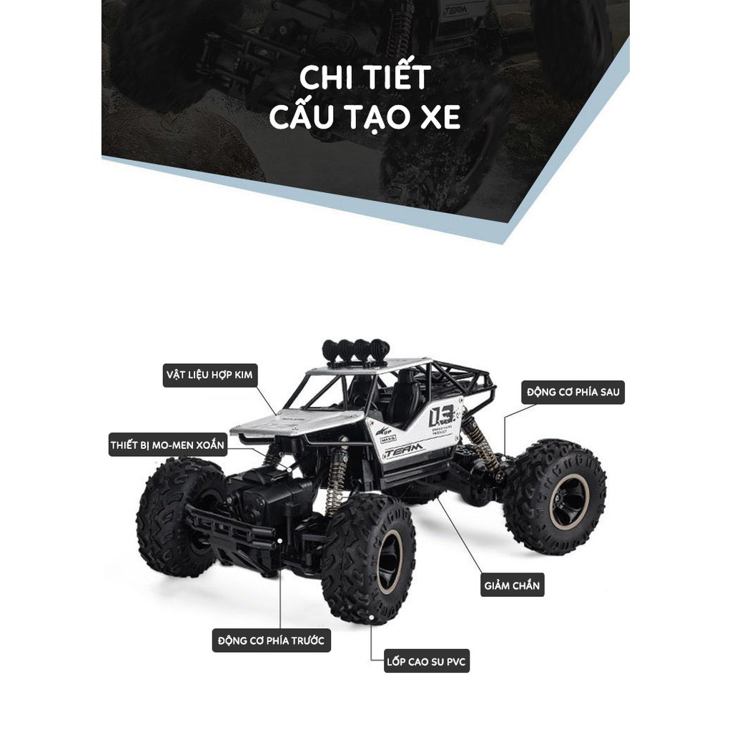 Đồ Chơi Ô Tô, Xe Địa Hình Điều Khiển Từ Xa Rock Crawler 2 Cầu, Độ Bên Cao, Chống Va Đập, Món Quà Ý Nghĩa Mẹ Dành - BX