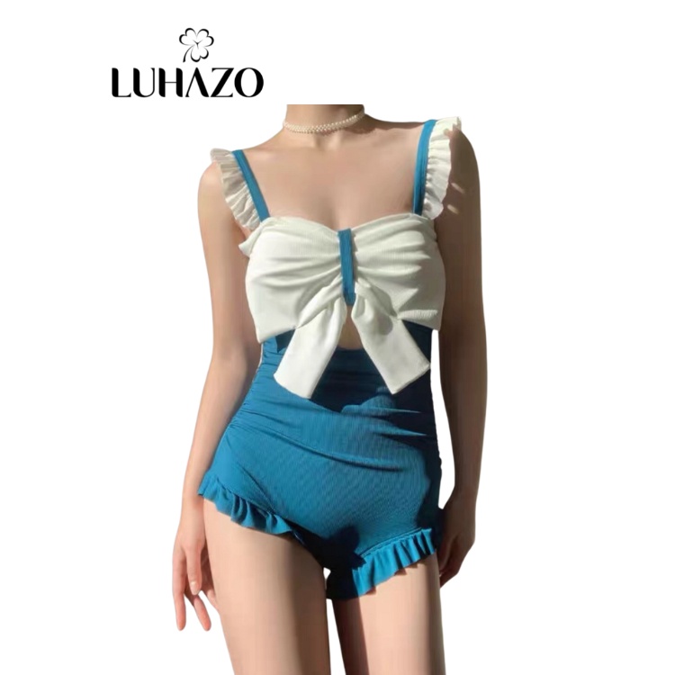 Bikini 1 mảnh nữ đồ bơi đi biển liền thân nơ LUHAZO thun gân có mút ngực Quảng Châu 8142&amp;8388 B-4