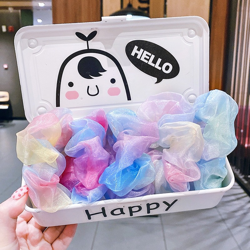 Cột tóc hottrend Scrunchies bản to kim tuyến cầu vồng búi tóc đẹp kiểu Hàn Quốc Tatitava