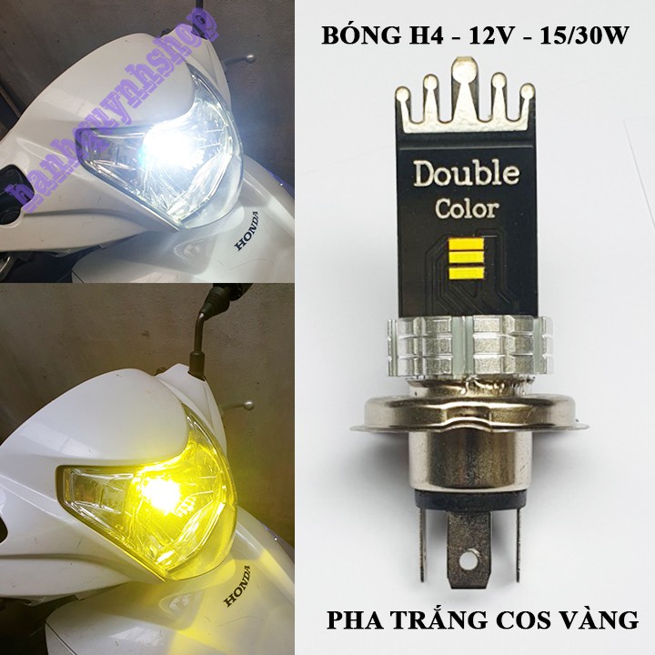 Bóng Đèn Led H4 Pha Trắng Cos Vàng 12V 15/30W Đuôi Công