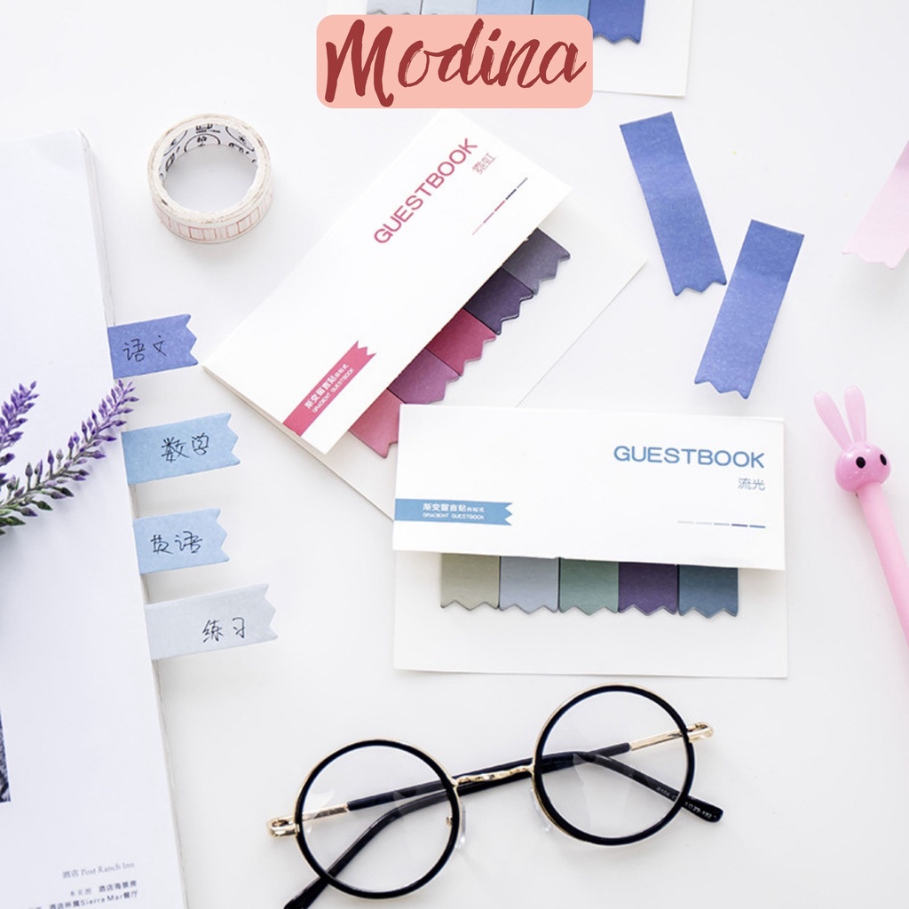 Giấy note cute dễ thương MODINA, tập giấý note trình ký đánh dấu trang màu morandi