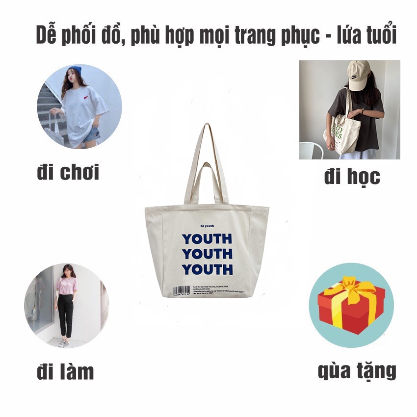 Túi tote vải canvas Túi xách cao cấp đeo vai đi học đi chơi giá rẻ