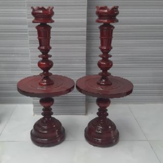Cặp chân đèn thờ bằng gỗ