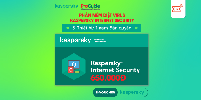 Toàn Quốc [E-voucher] - Phần Mềm Diệt Virus Kaspersky Internet Security 3 users/1 năm (Key chính hãng) - Bảo hành 12 tháng