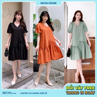 Đầm Suông Đuôi Cá MICHI House Váy Xuông Thiết Kế Công Sở Dáng Rộng Che Khuyết Điểm Tốt Vải Đũi Không Nhăn Mặc Mát V940