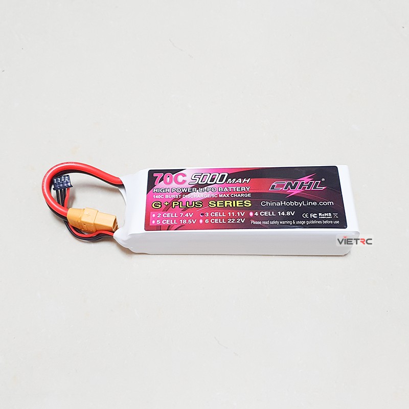 [VIETRC] Pin CNHL 3S 11.1V 5000mAh 70C XT90 Plug cho tàu, xe, máy bay điều khiển từ xa