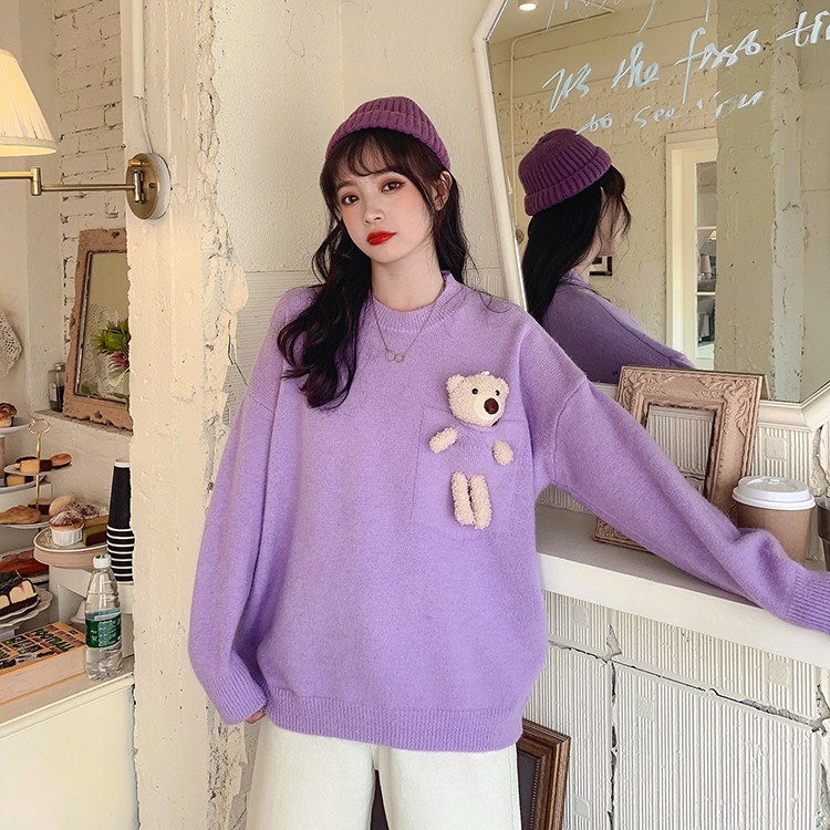 L091 - Áo len nữ gấu siêu xinh hàng Quảng Châu (Kèm ảnh thật)